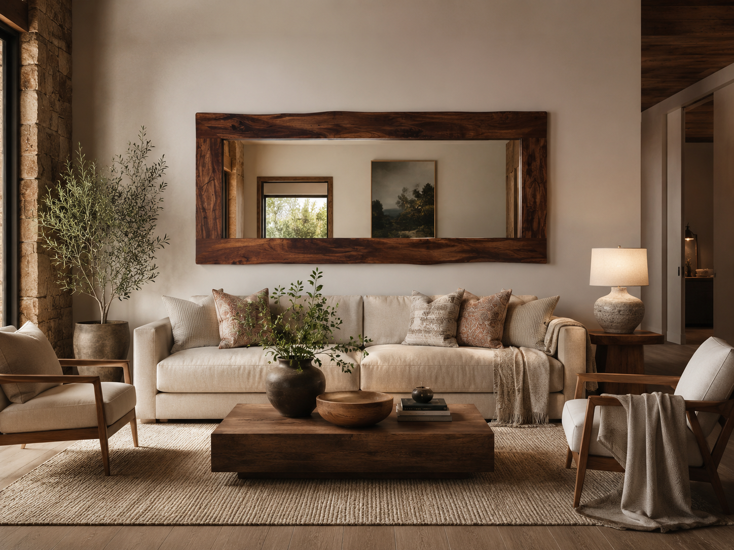 Espejo decorativo a medida en living