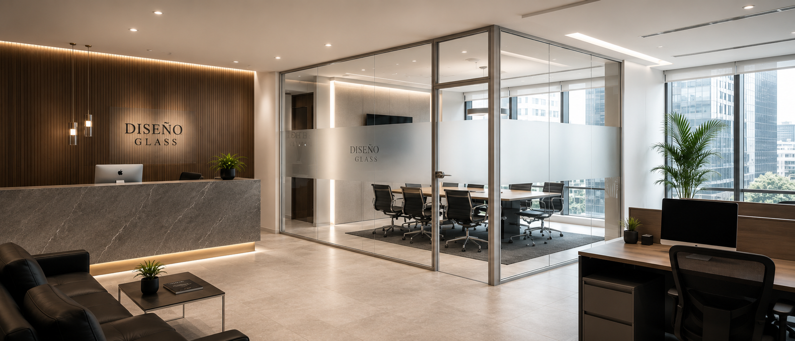 Espacio interior con vidrio
